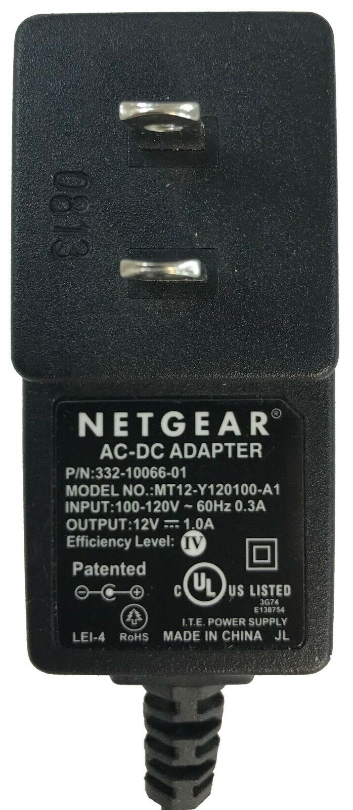 12V 1.0A Netgear 332-10041-01 330-10122-01 US Mains power supply adapter cable